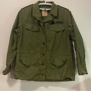Vintage US‎  Army Field Coat Women’ Size 12R Green Button Down Has Stains